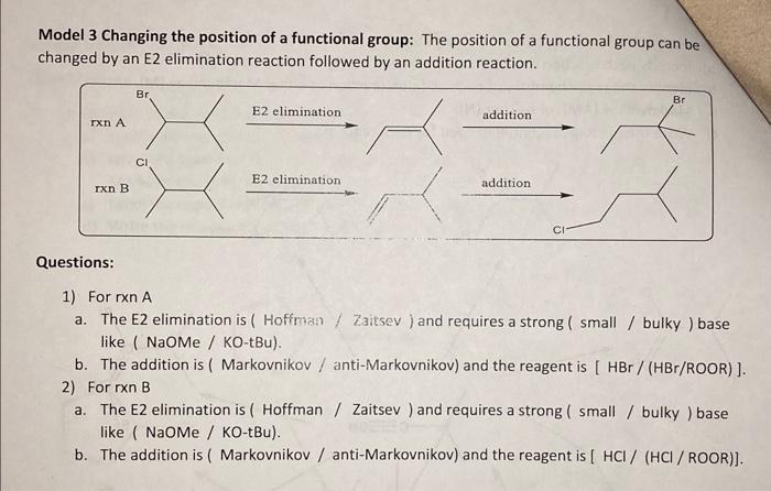 Solved 1) For rxn A a. The E2 elimination is (Hoffman / | Chegg.com
