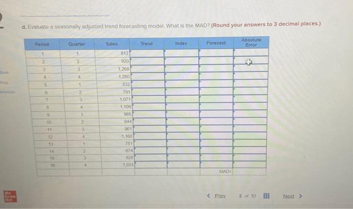 Solved Using the following time series data, respond to the | Chegg.com