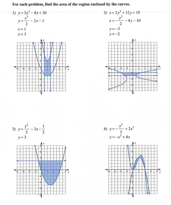 Solved For each problem, find the area of the region | Chegg.com