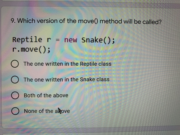 The Move Method Math Examples Solved 9. Which version of the move() method will be called? | Chegg.com