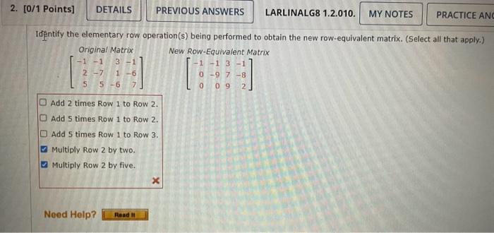 Solved Identify the elementary row operation s being Chegg