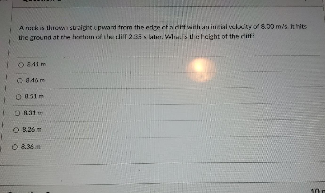 Solved A rock is thrown straight upward from the edge of a | Chegg.com