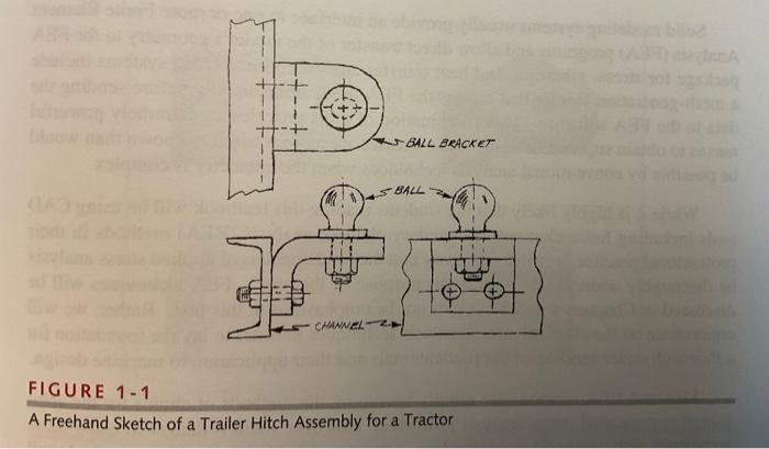 A Freehand Sketch of a Trailer Hitch Assembly for a Tractor