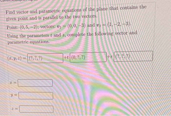 Solved Find vector and parametric equations of the plane | Chegg.com