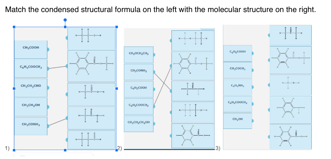 Solved Match the condensed structural formula on the left | Chegg.com