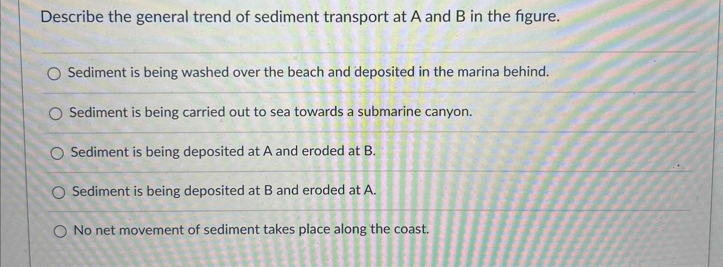 Solved Describe the general trend of sediment transport at A | Chegg.com