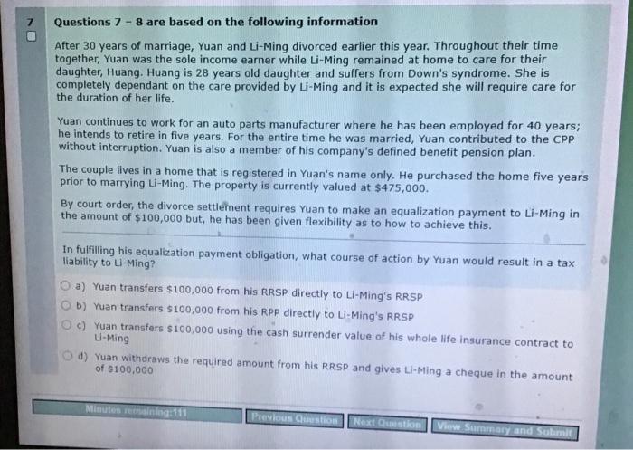 Solved Questions 7−8 are based on the following information | Chegg.com