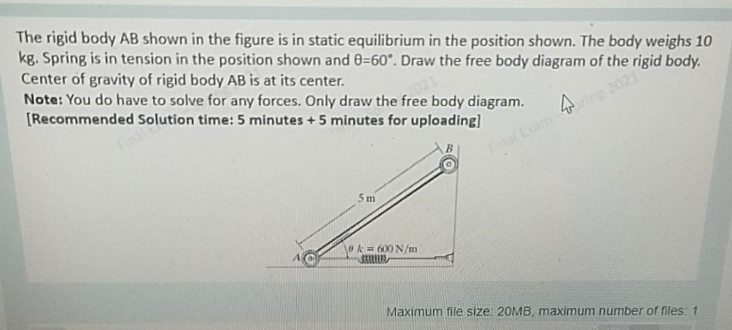 Solved The rigid body AB shown in the figure is in static | Chegg.com