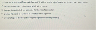 Solved Suppose the growth rate of ?3 ﻿country is 2 ﻿percent. | Chegg.com