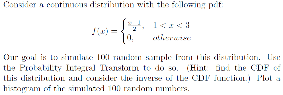 Solved Consider a continuous distribution with the following | Chegg.com