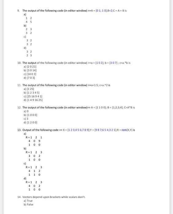 Solved MCQ on MATLAB 1. MATLAB stands for a) matrix | Chegg.com