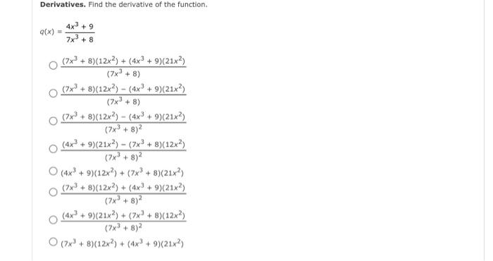 Solved Derivatives. Find the derivative of the function. | Chegg.com