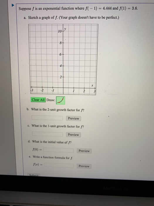 Solved Suppose f is an exponential function where f( - 1) = | Chegg.com