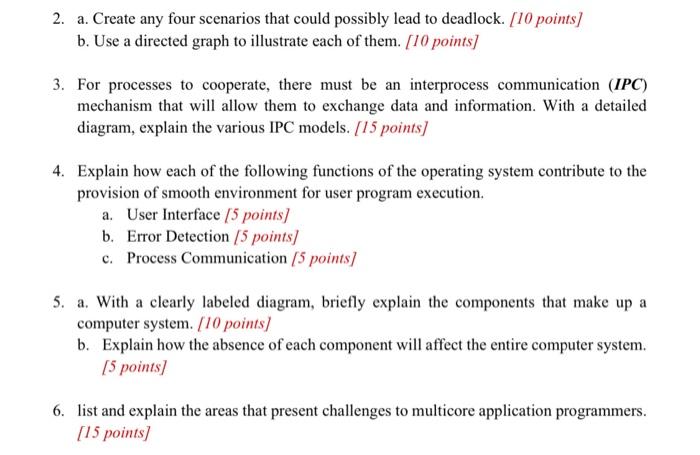 Solved 2. A. Create Any Four Scenarios That Could Possibly | Chegg.com