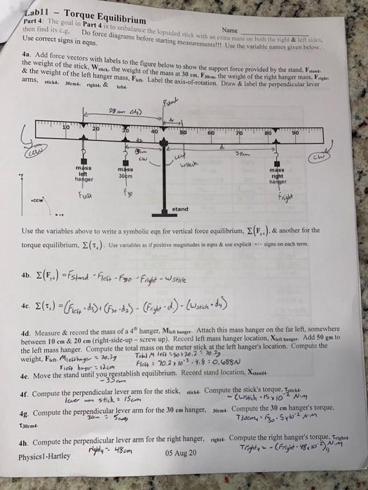 Solved need help with the post lab questions of a physics | Chegg.com