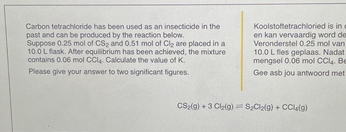 Solved Carbon Tetrachloride Has Been Used As An Insecticide Chegg Com   Image