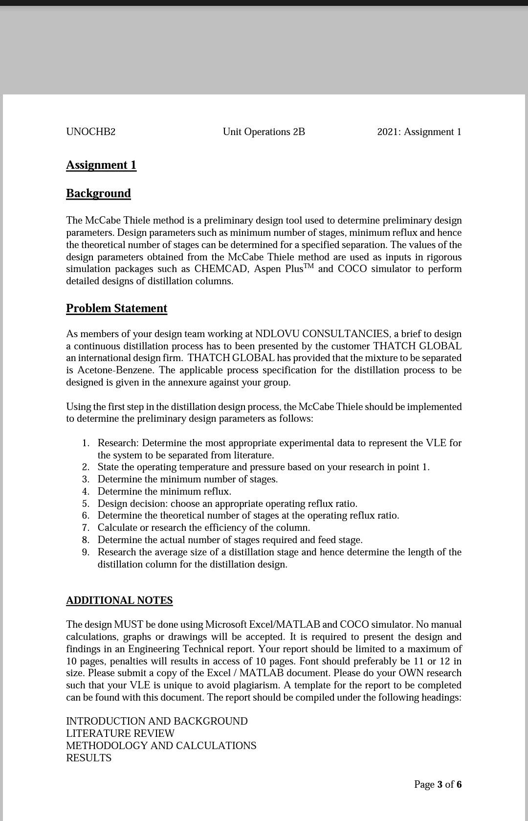 Solved UNOCHB2 Unit Operations 2B 2021: Assignment 1 | Chegg.com