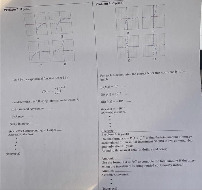 Solved Problem 1. (4 points) Problem 2. 3 points Match the | Chegg.com