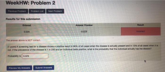 Solved WeekHW: Problem 2 Previous Probler Problern List Next | Chegg.com