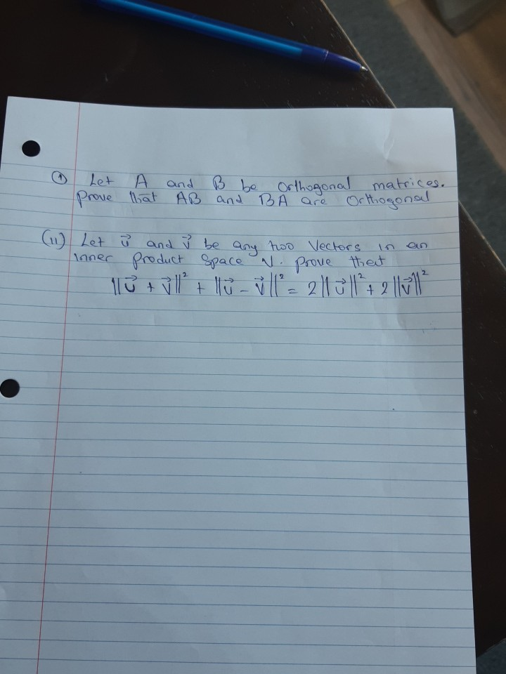 Solved Let A And B Be Orthogonal Matrices. AB And BA Are | Chegg.com