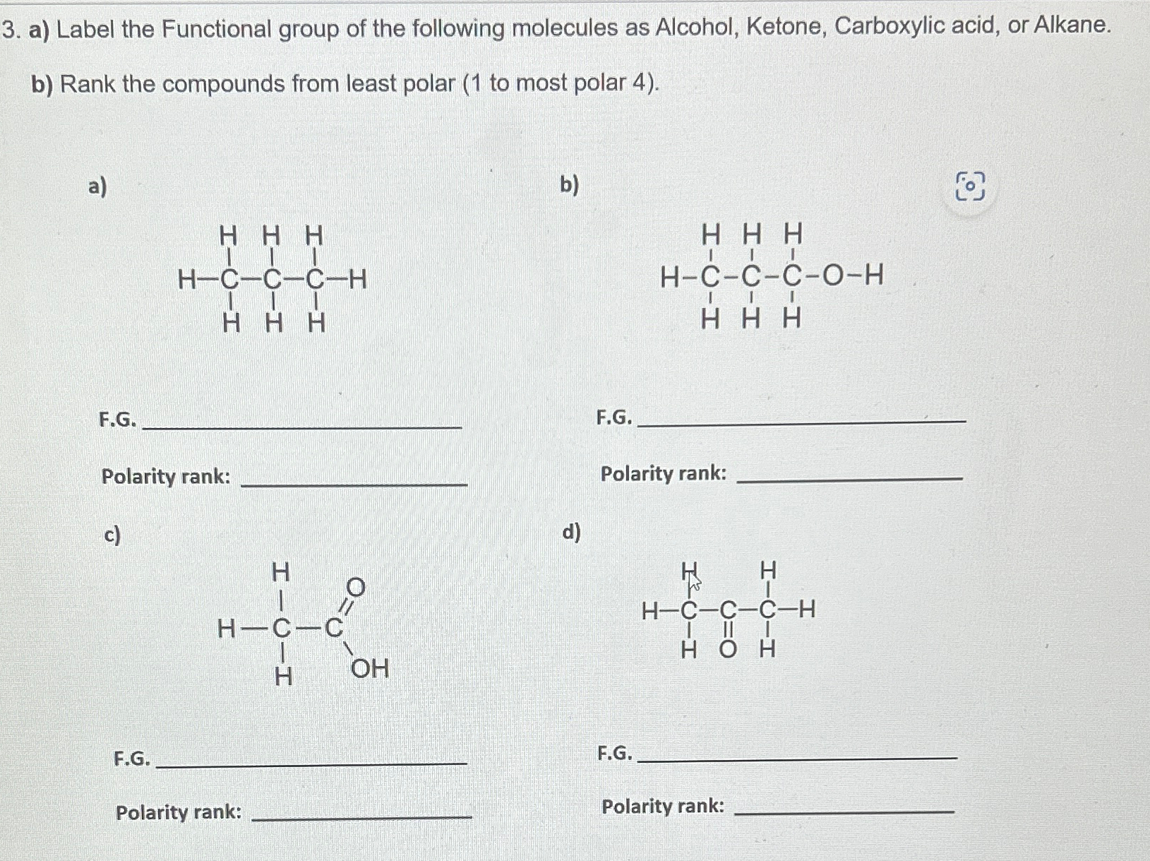 Solved a) ﻿Label the Functional group of the following | Chegg.com