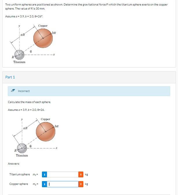 Solved Two Uniform Spheres Are Positioned As Shown. | Chegg.com