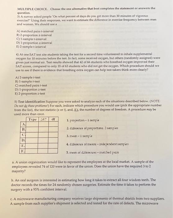 Solved A MULTIPLE CHOICE Choose The One Alternative That | Chegg.com