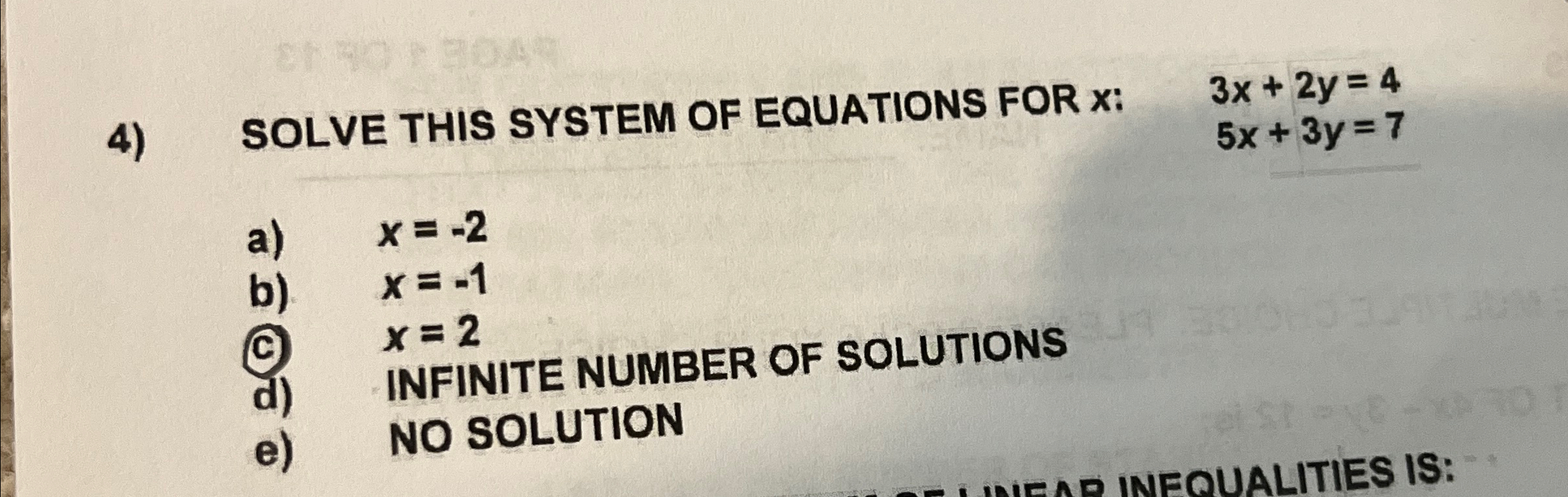Solved SOLVE THIS SYSTEM OF EQUATIONS FOR x | Chegg.com