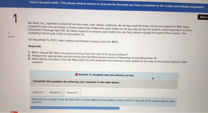 Solved Check my work mode: This shows what is correct or | Chegg.com