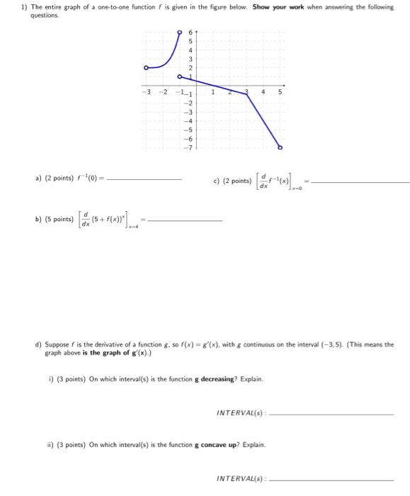 Solved 1) The entire graph of a one-to-one function is given | Chegg.com