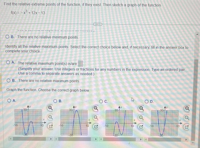 Solved Find the relative extreme points of the function, if | Chegg.com