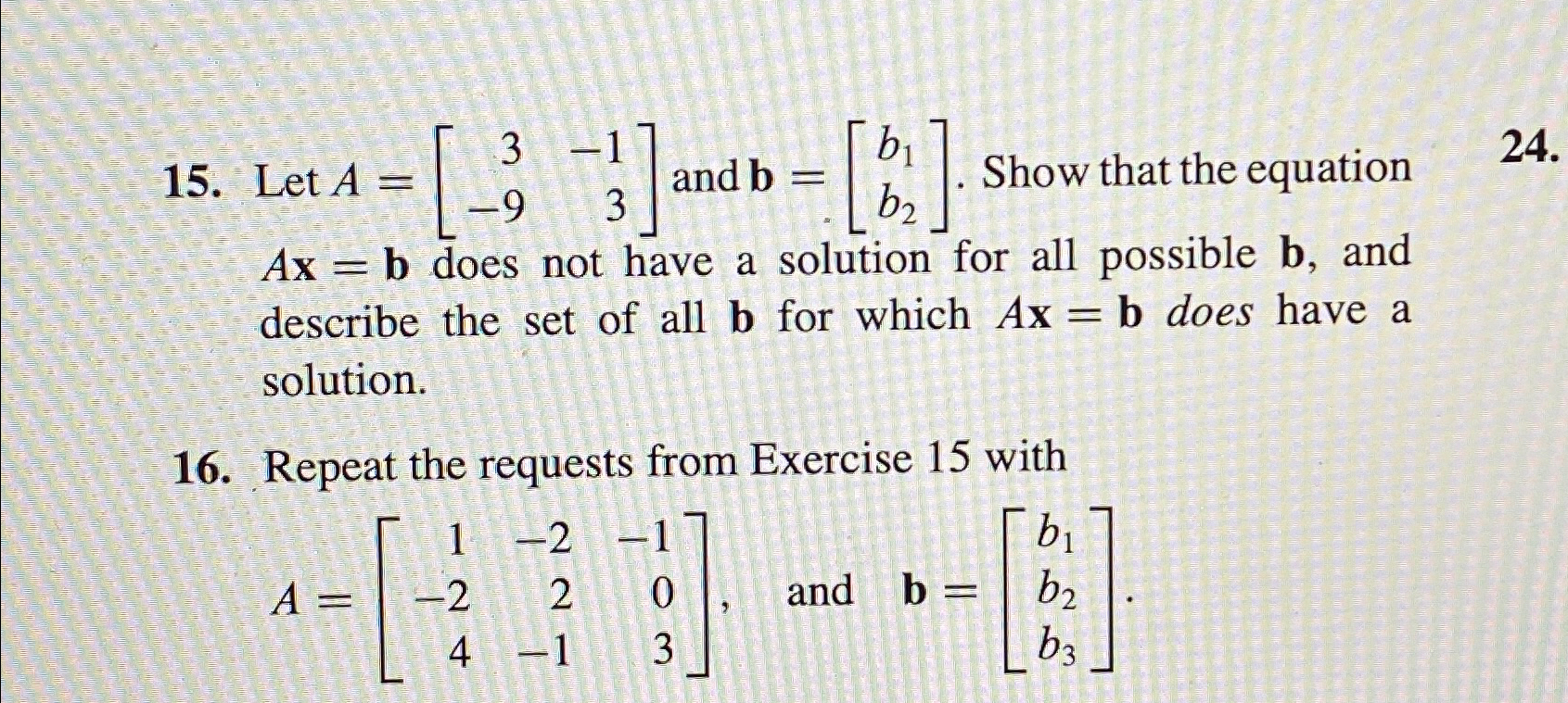 Solved Just 16!Let A=[3-1-93] ﻿and B=[b1b2]. ﻿Show That The | Chegg.com