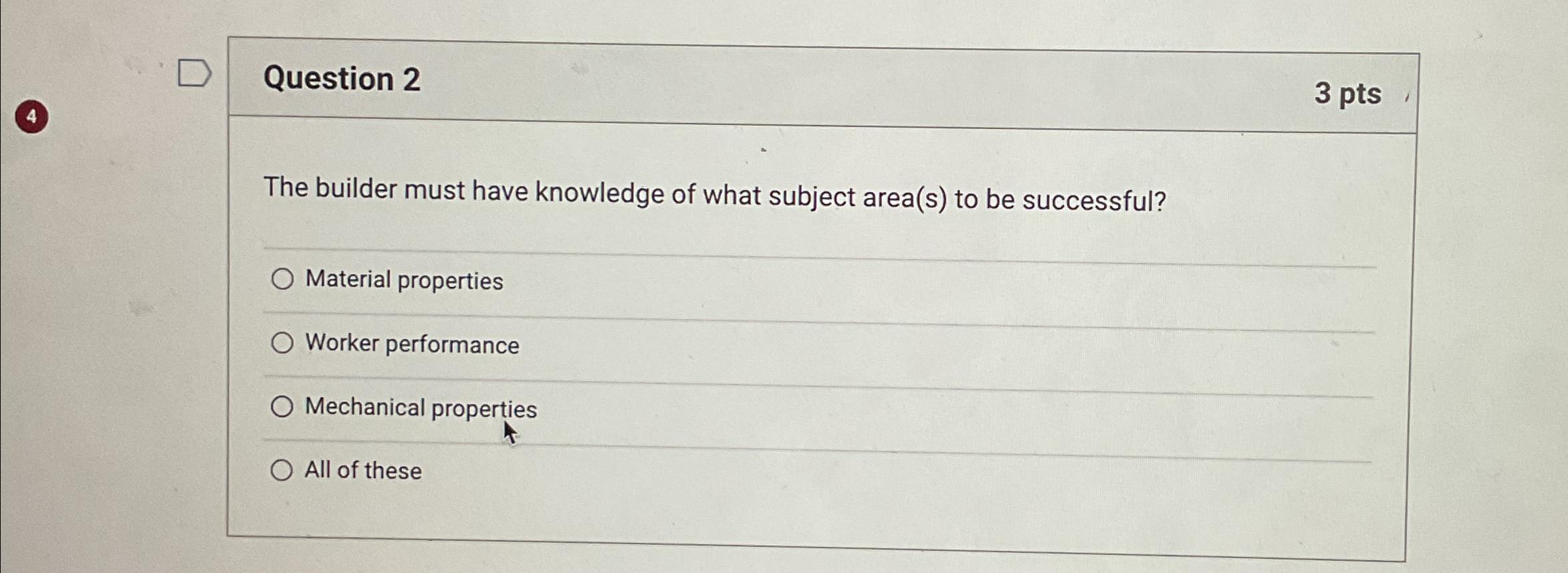 Solved Question 2The builder must have knowledge of what | Chegg.com