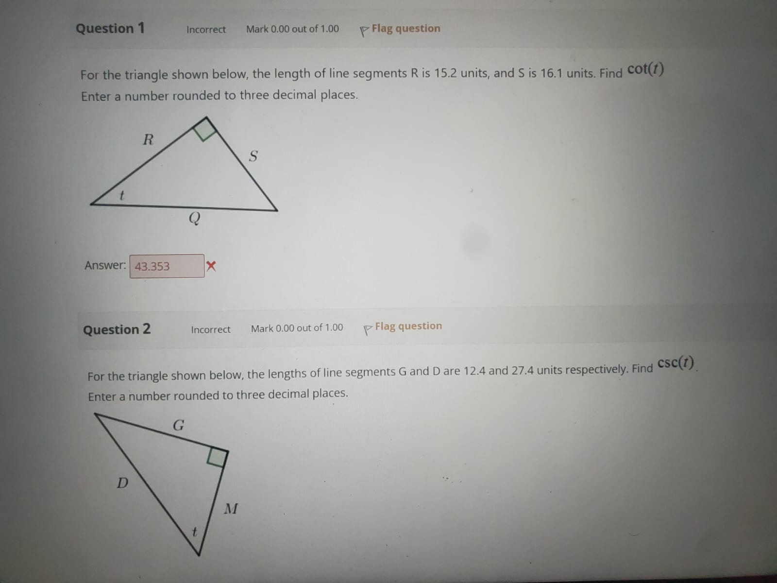 Solved Question 1For the triangle shown below, the length of | Chegg.com