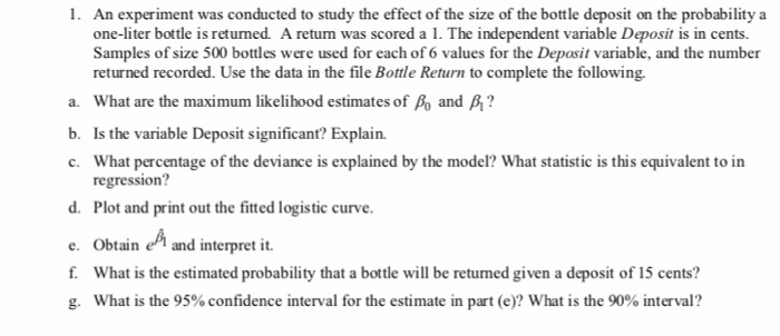 1. An experiment was conducted to study the effect of | Chegg.com