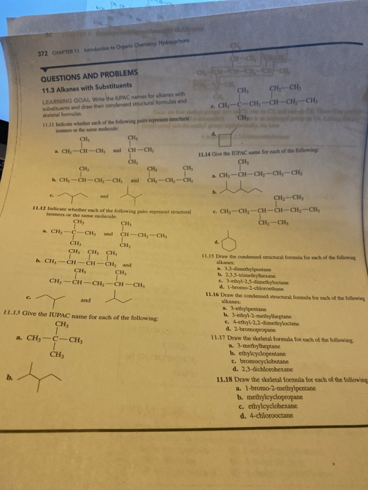 Solved 372 CHAPTER 11 Introduction to Organic Chemistry | Chegg.com
