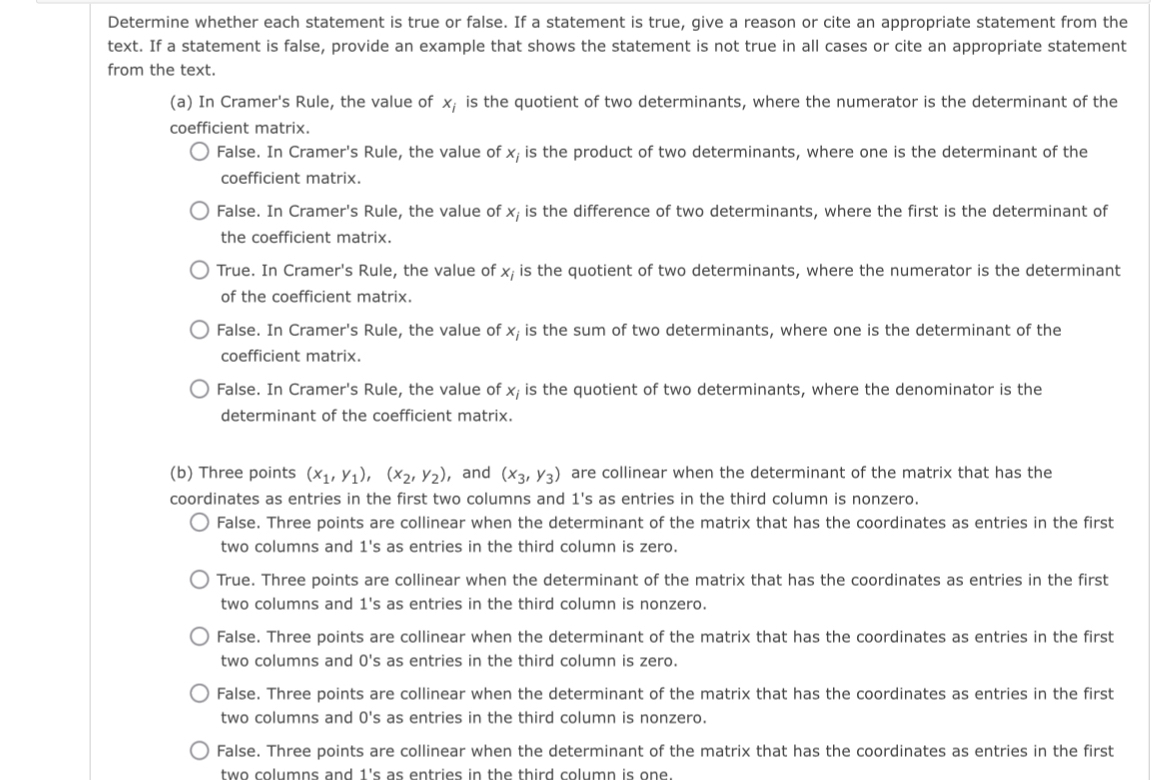 Solved Determine whether each statement is true or false. If | Chegg.com