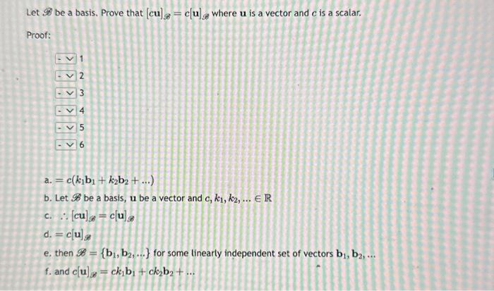 Solved Let B Be A Basis, Prove That [cu]B=c[u]B Where U Is A | Chegg.com