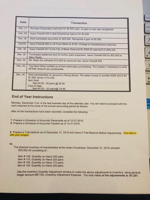 Solved Narrative Of December Business Transactions Record Chegg Com