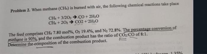 Solved Problem 2. When Methane (CH4) Is Burned With Air, The | Chegg.com