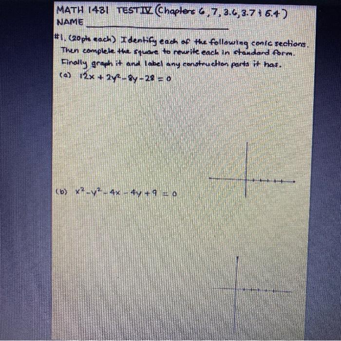 Solved MATH 1431 TESTIV Chapters 4,7, 3.4, 3.7 : 6.4) NAME | Chegg.com