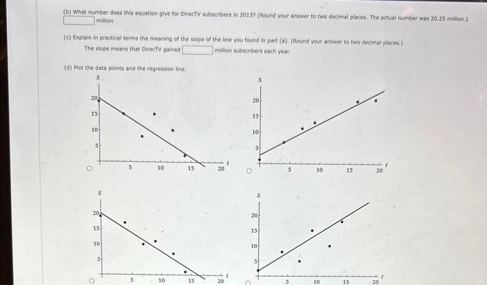Solved (a) Find the equation of the regression line, (Round | Chegg.com