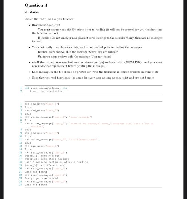 Solved 25 Marks Create the add_user function. The add_user | Chegg.com