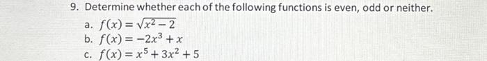 Solved Determine whether each of the following functions is | Chegg.com