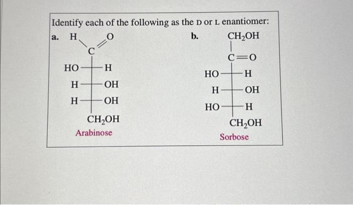 Solved Classify each of the following monosaccharides as an | Chegg.com