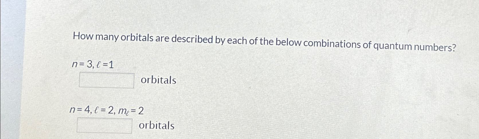How many orbitals are described by each of the below | Chegg.com