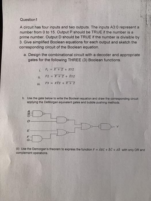 Solved Question 1 A circuit has four inputs and two outputs. | Chegg.com