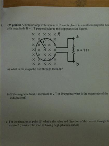 Solved: A Circular Loop With Radius R = 10 Cm, Is Placed I ...