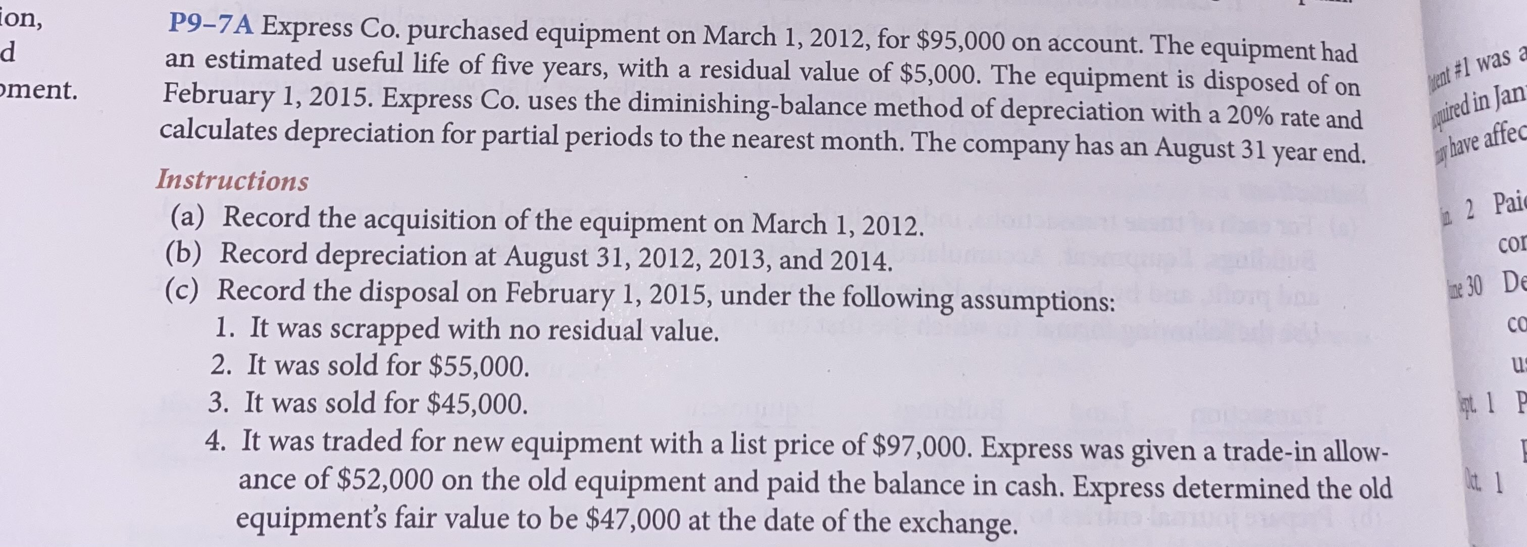 Solved P9-7A Express Co. ﻿purchased equipment on March | Chegg.com