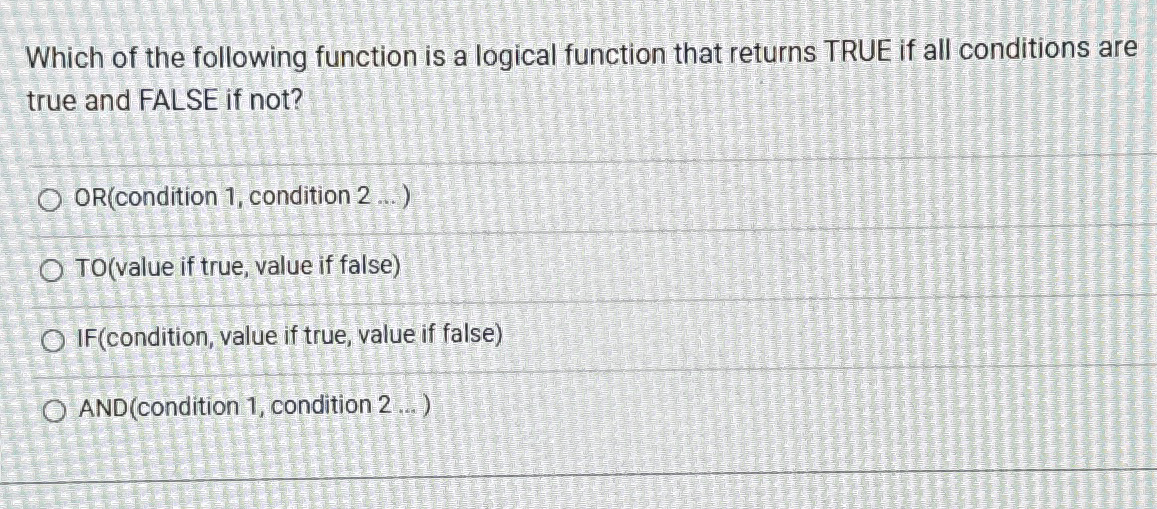 Solved Which of the following function is a logical function | Chegg.com